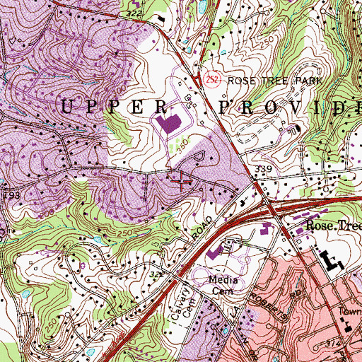 Topographic Map of Upper Providence Township Census Designated Place, PA