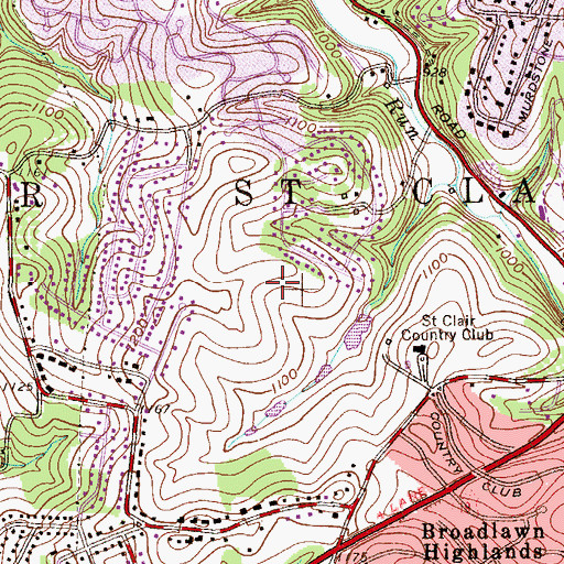 Topographic Map of Upper Saint Clair Census Designated Place, PA
