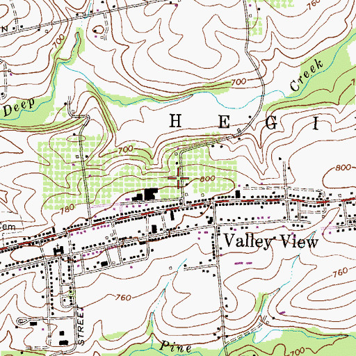 Topographic Map of Valley View Census Designated Place, PA