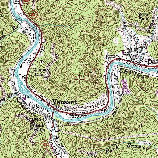 Topographic Map of Vansant Census Designated Place, VA