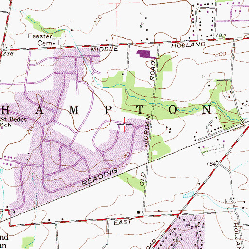 Topographic Map of Village Shires Census Designated Place, PA