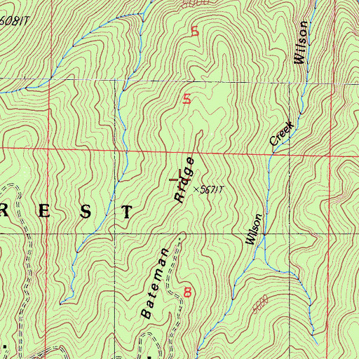 Topographic Map of Bateman Ridge, CA