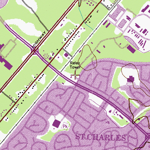 Topographic Map of Waldorf Census Designated Place, MD