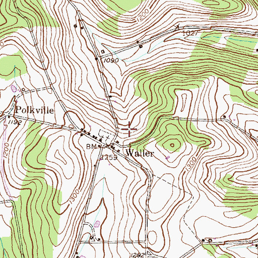 Topographic Map of Waller Census Designated Place, PA