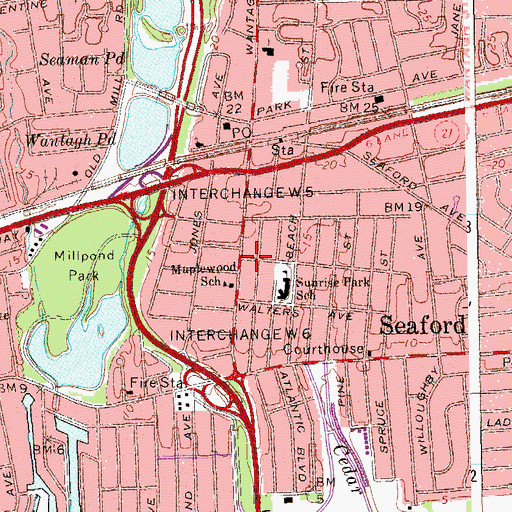Topographic Map of Wantagh Census Designated Place, NY