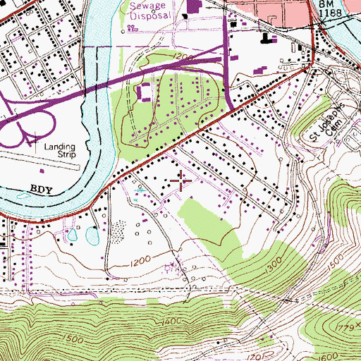Topographic Map of Warren South Census Designated Place, PA