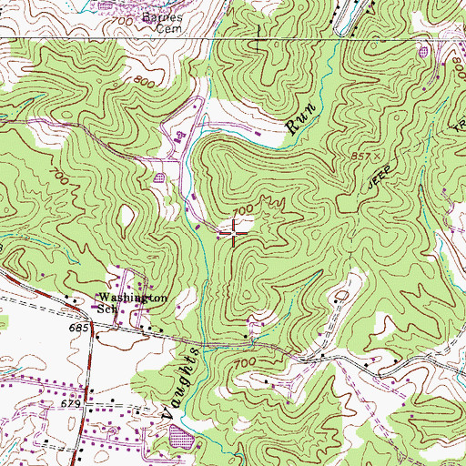 Topographic Map of Washington Census Designated Place, WV
