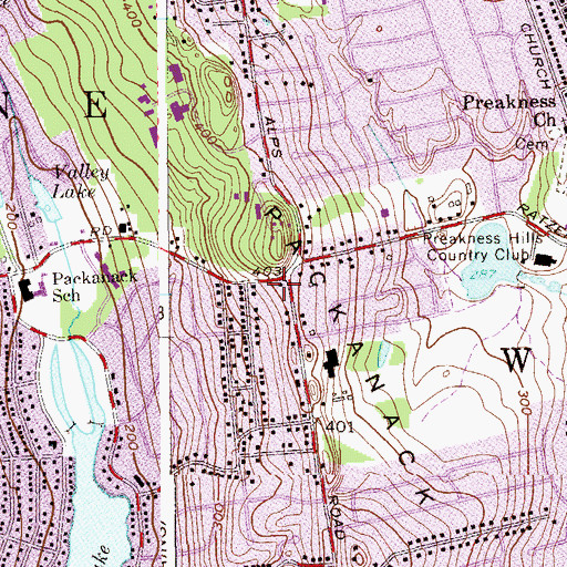 Topographic Map of Wayne Census Designated Place, NJ