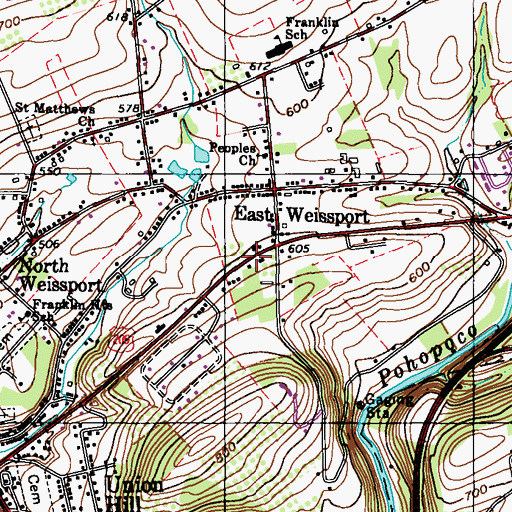 Topographic Map of Weissport East Census Designated Place, PA