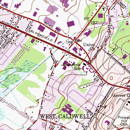 Topographic Map of West Caldwell Census Designated Place, NJ