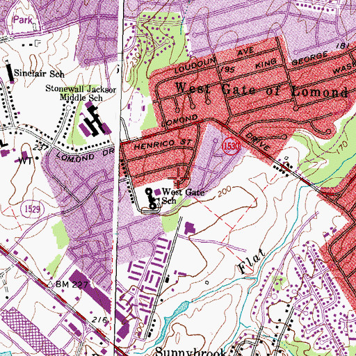 Topographic Map of West Gate Census Designated Place, VA