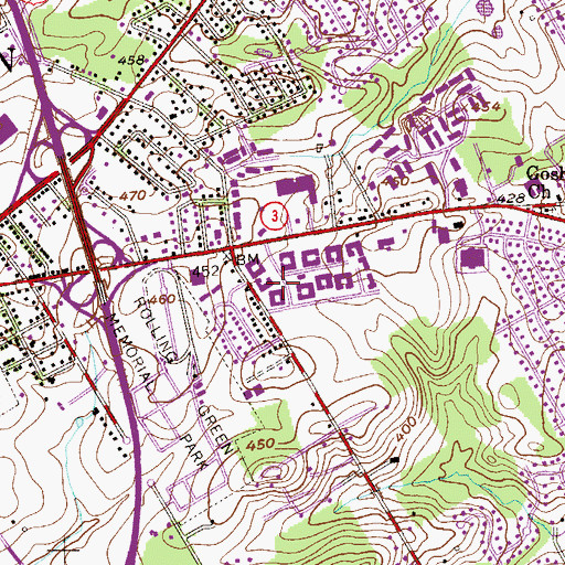 Topographic Map of West Goshen Census Designated Place, PA