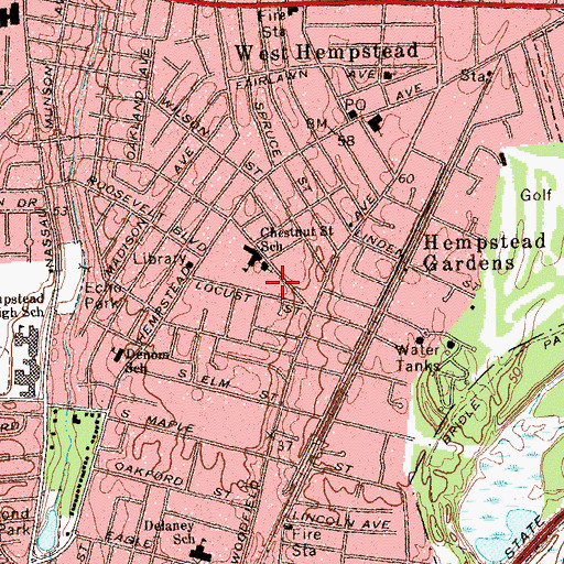 Topographic Map of West Hempstead Census Designated Place, NY