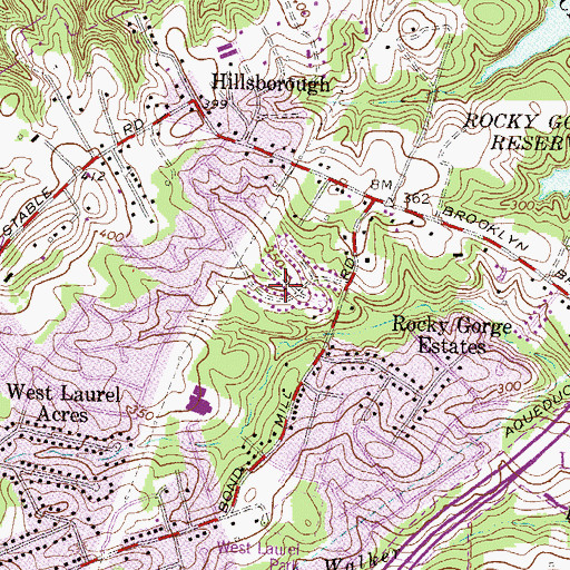 Topographic Map of West Laurel Census Designated Place, MD