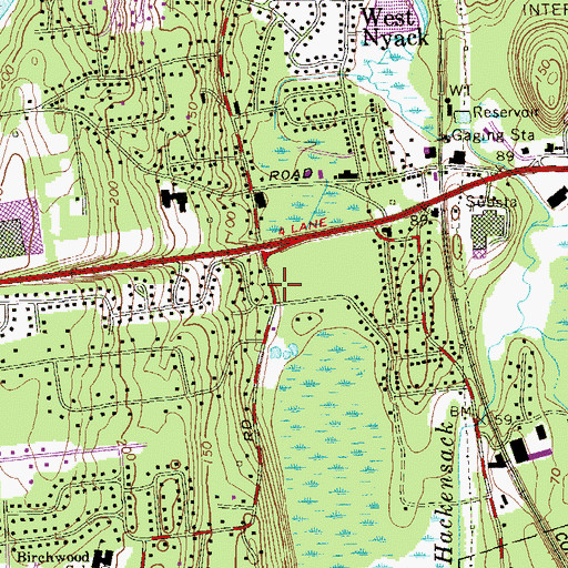 Topographic Map of West Nyack Census Designated Place, NY