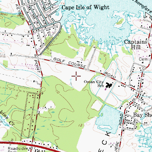Topographic Map of West Ocean City Census Designated Place, MD