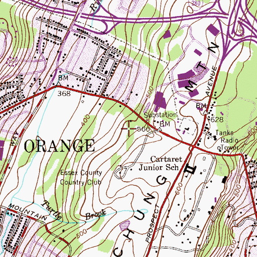 Topographic Map of West Orange Census Designated Place, NJ