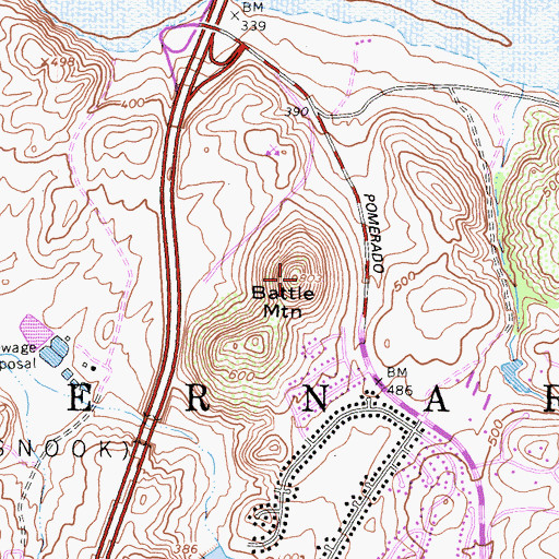 Topographic Map of Battle Mountain, CA