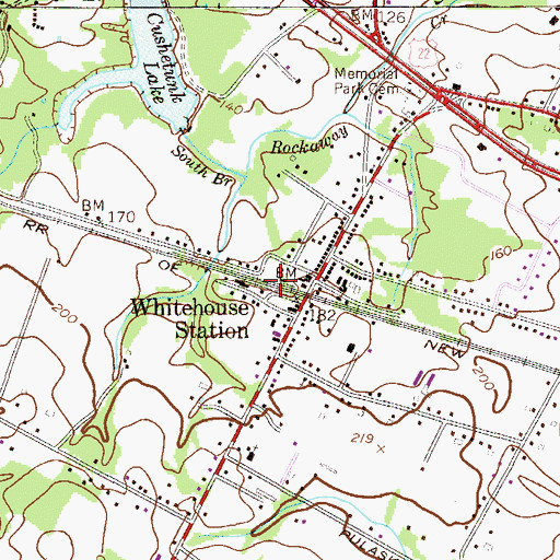 Topographic Map of White House Station Census Designated Place, NJ