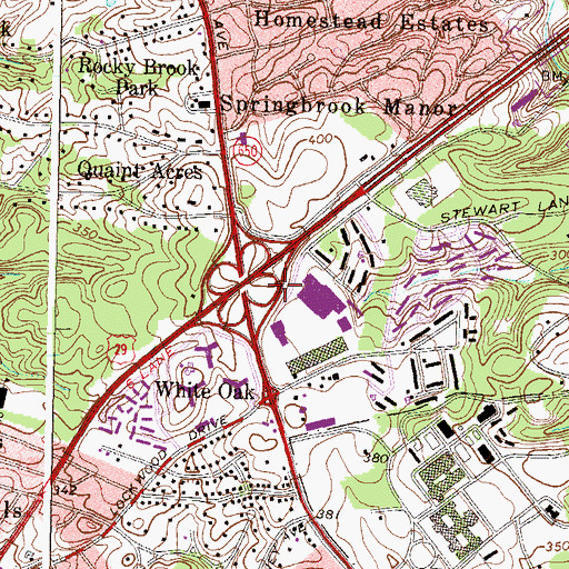 Topographic Map of White Oak Census Designated Place, MD