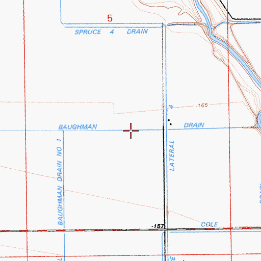 Topographic Map of Baughman Drain, CA