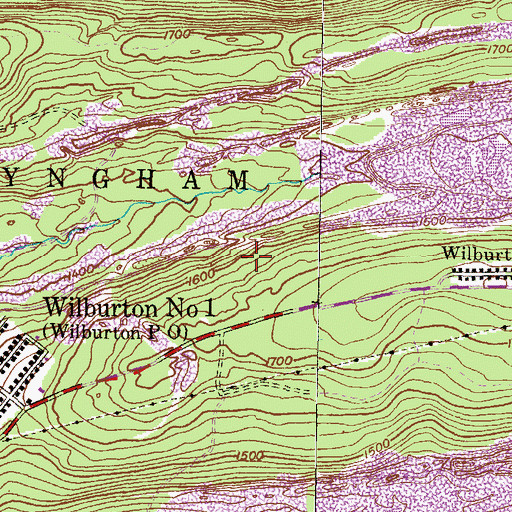 Topographic Map of Wilburton Number Two Census Designated Place, PA