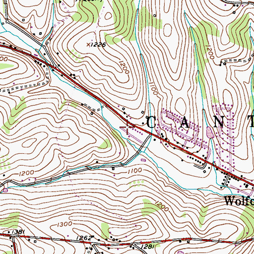 Topographic Map of Wolfdale Census Designated Place, PA