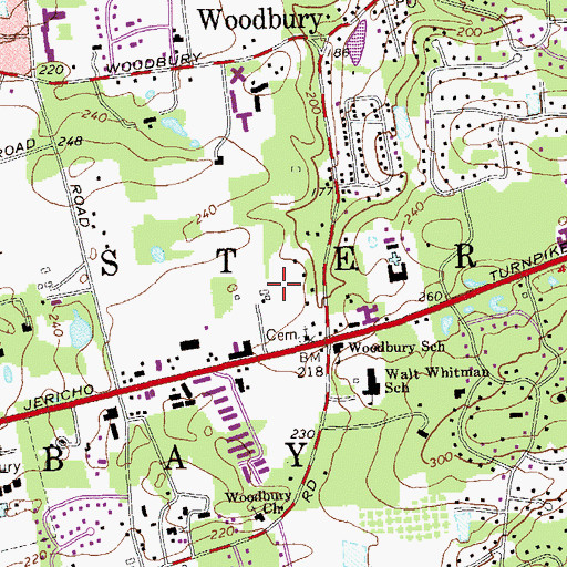 Topographic Map of Woodbury Census Designated Place, NY