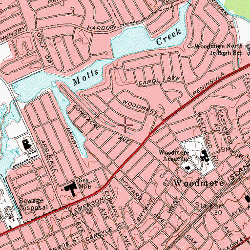 Topographic Map of Woodmere Census Designated Place, NY