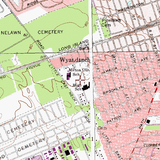 Topographic Map of Wyandanch Census Designated Place, NY