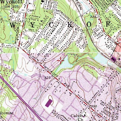Topographic Map of Wyckoff Census Designated Place, NJ