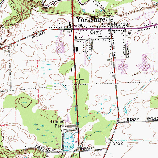 Topographic Map of Yorkshire Census Designated Place, NY