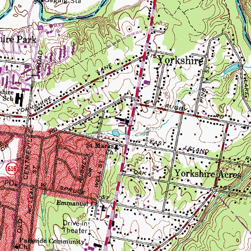Topographic Map of Yorkshire Census Designated Place, VA