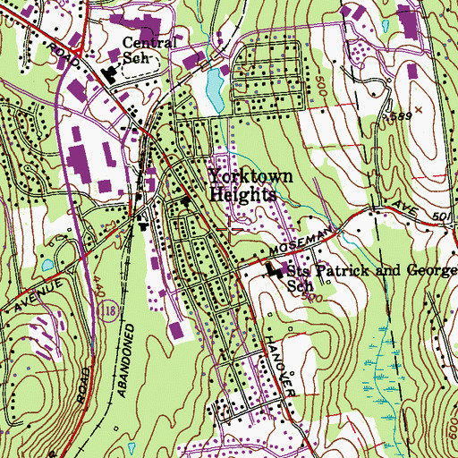 Topographic Map of Yorktown Heights Census Designated Place, NY