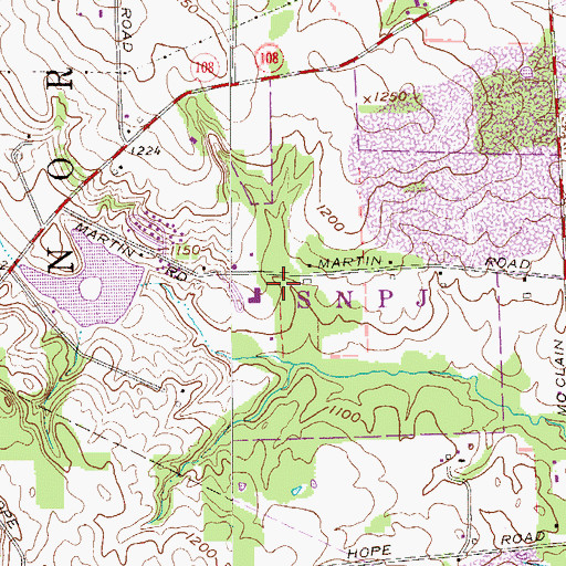 Topographic Map of Borough of S.N.P.J., PA