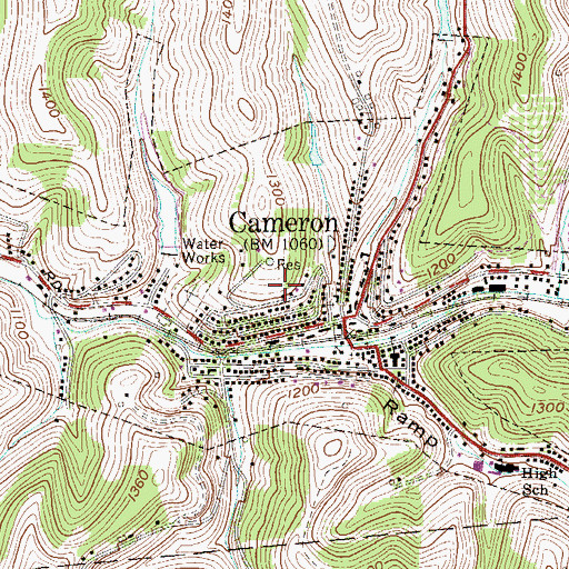 Topographic Map of City of Cameron, WV