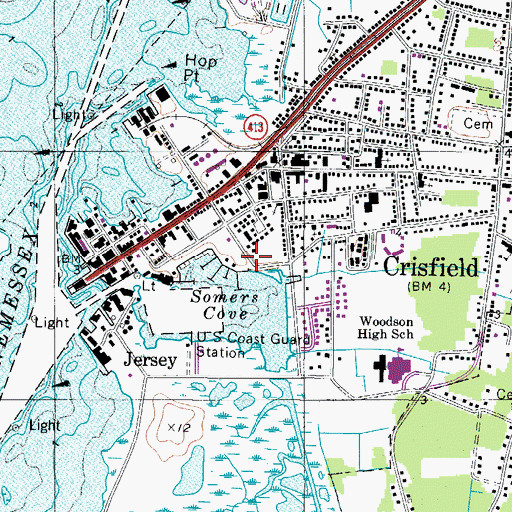 Topographic Map of City of Crisfield, MD