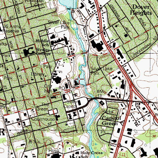 Topographic Map of City of Dover, DE