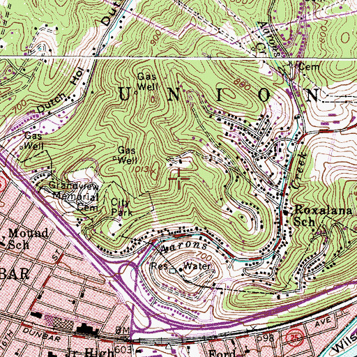 Topographic Map of City of Dunbar, WV