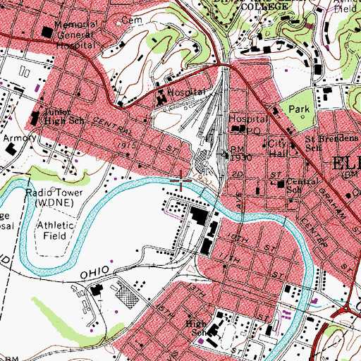 Topographic Map of City of Elkins, WV