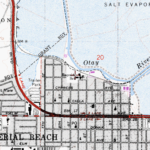 Topographic Map of Bayside Elementary School, CA