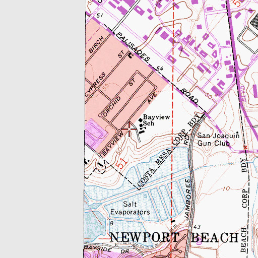 Topographic Map of Bayview School, CA