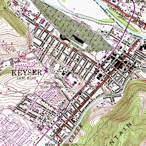 Topographic Map of City of Keyser, WV