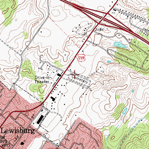 Topographic Map of City of Lewisburg, WV