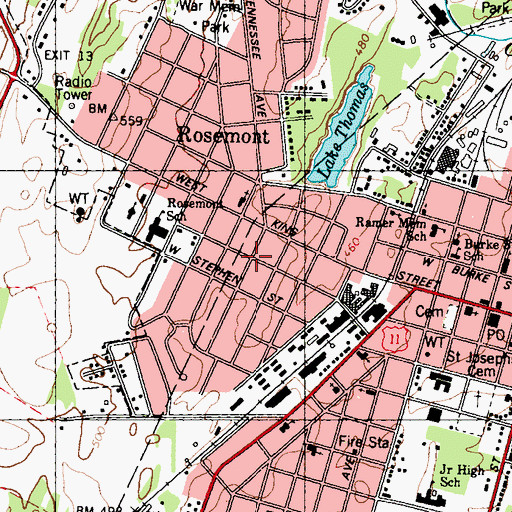 Topographic Map of City of Martinsburg, WV