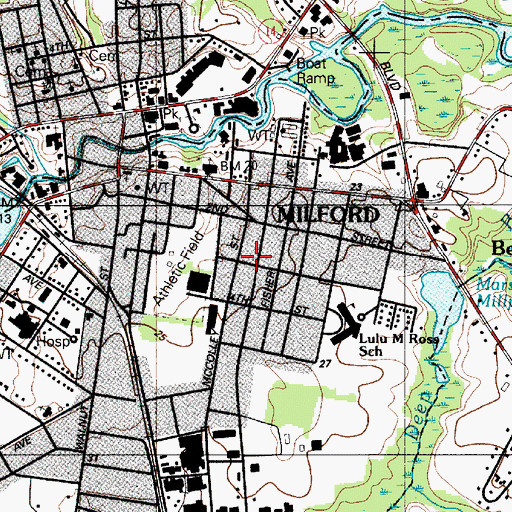 Topographic Map of City of Milford, DE