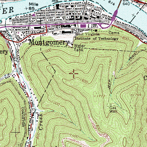Topographic Map of City of Montgomery, WV