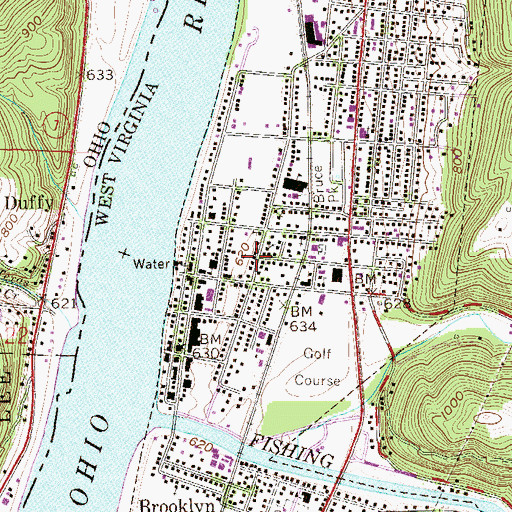 Topographic Map of City of New Martinsville, WV