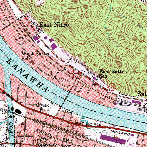 Topographic Map of City of Nitro, WV