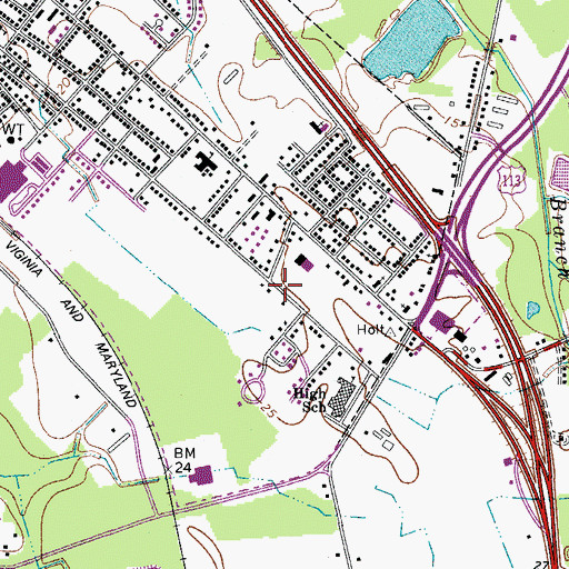 Topographic Map of City of Pocomoke City, MD